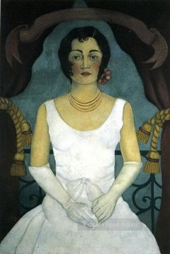 白いフェミニズムを着た女性の肖像 フリーダ・カーロ Oil Paintings